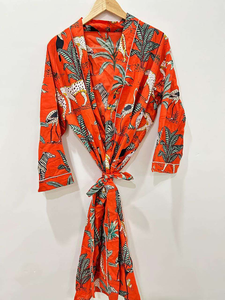 Kimono de Algodón 100%, Hermosos Kimonos, Kimono para Damas de Honor, Bata de Baño para Mujer, Kimono con Estampado Artesanal, Kimono de Regalo - Product Image 1