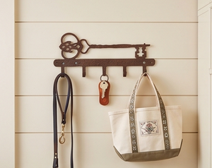 Vintage Metal Key Design Wall <b>Hook</b> Rack With 7 <b>Hooks</b> Rust Resistant Finish For Home Decor Heritage Style - Product Image 2