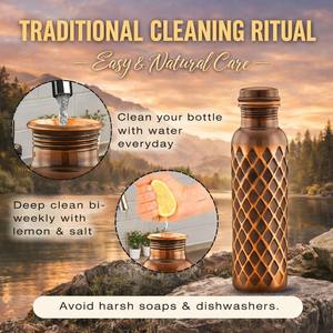 Bouteille d'eau vintage en cuivre, finition martelée, bouteille à boire en cuivre pur, idéale pour la maison, le bureau et les usages ayurvédiques. - Product Image 3