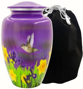 Mystic Hummingbird Adult <b>Urn</b> for Ashes 200 Cubic Inch Capacity Cremation <b>Urn</b> <b>Large</b> Metal <b>Urn</b> for Human Ashes - Product Image 1