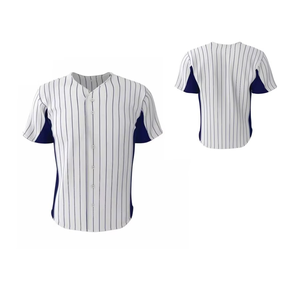 Custom <b>Baseball</b> Jersey Men's White Pinstripe Button Up Team Uniform with Logo Number 8 Sublimated Print Breathable Polyester - Product Image 6