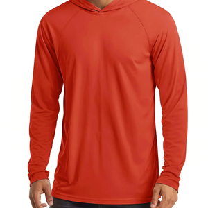เสื้อยืดตกปลาแขนยาวผู้ชายแบบมีฮู้ดน้ำหนักเบา สีพื้น ป้องกันแสงแดด UPF 50+ สำหรับเล่นกีฬาและตกปลา - Product Image 1