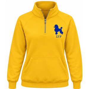 Sweat-shirt demi-zip jaune personnalisé avec lettres grecques pour femmes Sigma Gamma Rho – Style universitaire décontracté pour sororité - Product Image 1