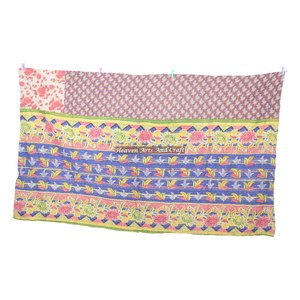 Vintage Indian Patch Handmade Kantha Throw Reversible Sari <b>Quilt</b> Floral Bedspread Cotton Printed Indian Handmade Vintage Style - Product Image 3