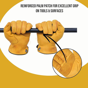Gants de travail robustes en cuir de vachette pleine fleur, durables pour la construction, le jardinage, la ferme et la sécurité des conducteurs - Product Image 4