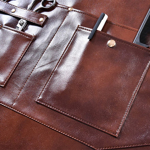 Tablier de travail en cuir véritable unisexe avec bretelles réglables, multi-poches, résistant à l'abrasion, respirant, séchage rapide, vêtements de travail pour barbier - Product Image 4