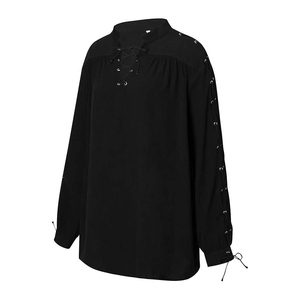 Wholesale <b>White</b> Color Solid Scottish Traditional <b>Men's</b> Highland Jacobite Ghillie Shirts Breathable Low Price - Product Image 2