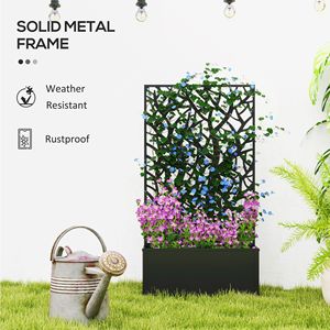 Jardinière surélevée avec treillis mural, pot de fleurs d'intérieur pour jardin, balcon, terrasse, 24"L x 9.1"W x 44.5"H - Product Image 6