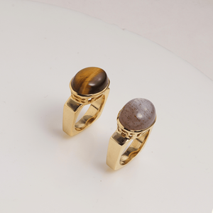 Tiger Eye Statement <b>Ring</b> <b>Brass</b> Handmade Oval Cabochon Brown Gemstone <b>Ring</b> for Women Gift Shopping - Product Image 3