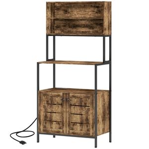 <b>Rustic</b> Brown Baker Rack and Storage <b>Cabinet</b> Cutlery Organizer with Kitchen <b>Cabinets</b> - Product Image 5