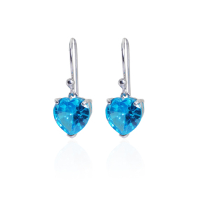 Pendientes de Plata de Ley 925 con Topacio Azul en Forma de Corazón, Joyería Impresionante para Mujeres y Niñas, Ideales para Fiestas - Product Image 1