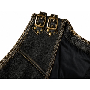 Chaleco de Cuero Genuino Negro Personalizado para Hombre, Estilo Motero Gótico, con Hebillas y Correas, Chaleco Punk para Motocicleta, Fabricante OEM - Product Image 5