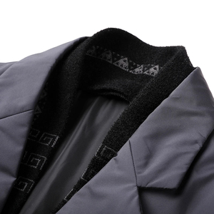 Mego Industry Men's Long Puffer Jacket Stand Collar Single Breasted Thick Quilted Coat Casual Solid Black 100% Polyester <b>Winter</b> - Product Image 5
