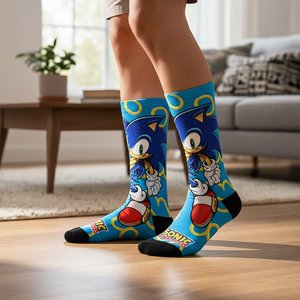 Chaussettes Sonic The Hedgehog à motif uni imprimé par transfert thermique, pour adulte, décontractées, été, respirantes, séchage rapide, athlétiques, en nylon et élasthanne - Product Image 5