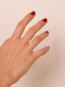 Minimalist Round Brilliant Cut Diamond Five Stone <b>Ring</b> Lab Grown 14K Solid Gold Anniversary Party Gift for Perfect Jewelry - Product Image 6
