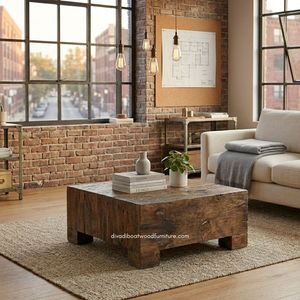 Natural Durable Wood <b>Rustic</b> <b>Coffee</b> <b>Table</b> Handcrafted Minimalist Vintage Industrial Living Room Furniture Reclaimed Boat Wood - Product Image 3