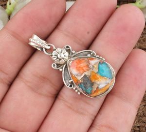 Pendentif en cuivre turquoise naturel en forme de poire, bague en argent sterling 925, breloque en pierre précieuse, fait main, vintage, bohème, anniversaire - Product Image 2