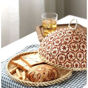 Plateau de service moderne en bambou et rotin, fait main, avec couvercle alimentaire, panier décoratif élégant pour la présentation sur la table à manger - Product Image 4