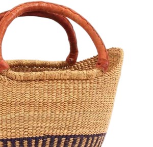 Bolso Tote de Paja Hecho a Mano de Calidad Superior con Asa de Cuero Marrón Chevron, Bolso de Playa de Seagrass Natural, Moda - Product Image 2