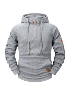 Sudadera con Capucha y Cierre de Cremallera para Hombre, Manga Raglán, Color Sólido, Informal, con Bolsillo Delantero y Detalle de Cremallera Naranja - Product Image 3