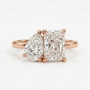 แหวนหมั้น Toi Et Moi ทองคำแท้ 14K รับรองโดย IGI น้ำหนัก 1.55 กะรัต เพชรแท้ทรง Radiant และ Pear Cut ผลิตในห้องปฏิบัติการ ของขวัญวันครบรอบ - Product Image 1