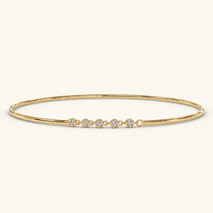 Bracelet jonc à maillons délicats en or jaune 14K avec diamants de laboratoire sertis clos, 0,15 carat au total, modèle VB-SR191 - Product Image 2