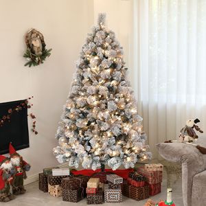Árbol de Navidad Artificial Preiluminado de 6.5 pies con 350 Luces Transparentes, 1107 Puntas, Base de Metal - para Decoraciones Navideñas en el Hogar o la Oficina - Product Image 2