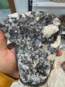 Natural Black Chalcedony White Stilbite <b>Crystal</b> <b>Cluster</b> | Premium Mineral Collection Stone - Product Image 2