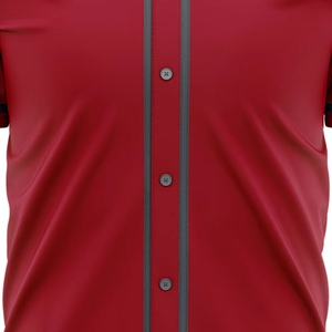 Maillot de baseball rouge pour homme, manches courtes, boutonné, en polyester respirant, coupe classique, couleur unie, toutes saisons - Product Image 6