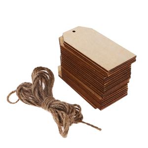 Delarchi <b>Set</b> 50 Handmade Rectangular Wood Tags Self-Design Embossing Letterpress Printing Unfinished Hanging Holes Strings Wood - Product Image 2