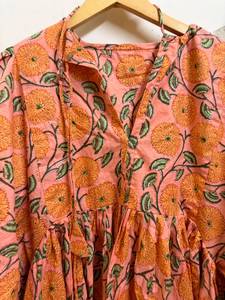 Vestido Midi Floral 100% Algodón para Mujer, Estilo Boho Casual de Verano, con Mangas Abullonadas, para Vacaciones en la Playa, Venta al Por Mayor - Product Image 3