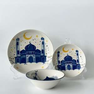 Service de table en céramique artisanale Art déco islamique, 2 pièces, pour restaurants, Ramadan et mariages, assiettes ethniques pour la maison - Product Image 5