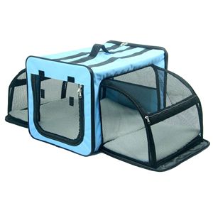 Dual Expandable Wire <b>Folding</b> Lightweight Capacious Collapsible Travel Pet Dog <b>Crate</b> - Product Image 5