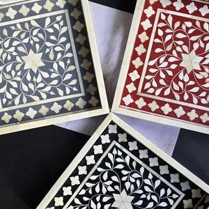 Plateau de service en bois et nacre fait main, grande taille, qualité supérieure, plateau décoratif en nacre à vendre - Product Image 4