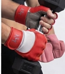 KLTW Red <b>Suede</b> Half Finger Workout <b>Gloves</b> With Adjustable Wrist Strap For Fitness Exercise All Seasons - Product Image 4