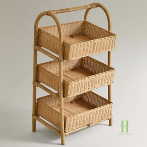NUEVO DISEÑO Estante de Almacenamiento de Mimbre Natural para Sala de Estar o Dormitorio, Organizador de Estantes Hecho a Mano y Ecológico - Product Image 4
