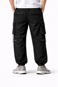 Pantalones Cargo Jogger Techwear Negros para Hombre, Multibolsillos, Cierre de Botones, Impermeables, Tallas Grandes, Estilo Urbano, Pantalones Utilitarios con Tobillos Elásticos - Product Image 3