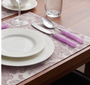 Ensemble de couverts modernes avec manches en bambou violet, cuillère, fourchette, couteau, compatibles lave-vaisselle, pour la cuisine et la table - Product Image 4