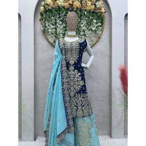 Conjunto de traje de fiesta chino tradicional con codificación y trabajo de secuencia - Product Image 1