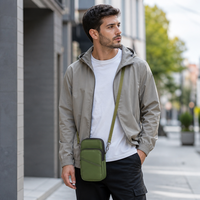 Sac bandoulière vert pour homme et femme, pochette Faraday ignifuge et anti-ondes, 22x12x5cm, sac de voyage portable pour passeport