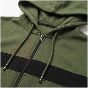 Ensemble de survêtement pour homme vert olive, manches longues, capuche, fermeture éclair sur le devant, couleurs contrastées, coupe décontractée, vêtements d'automne - Product Image 4