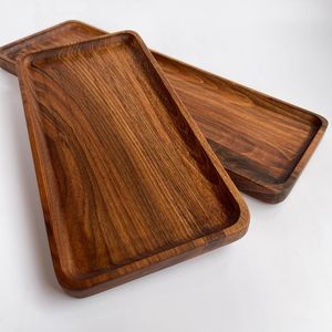 Plateau de service rectangulaire en bois massif poli, design minimaliste, fait main, pour la table et les desserts - Product Image 5