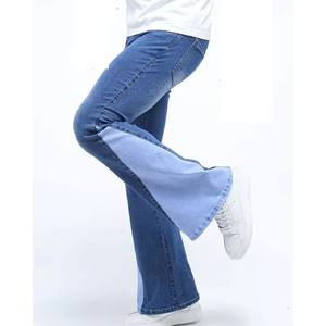 Jeans de mezclilla personalizados para hombre, pantalones casuales de corte recto y ajustado, jeans elásticos para hombre con cierre de cremallera, jeans acampanados. - Product Image 2