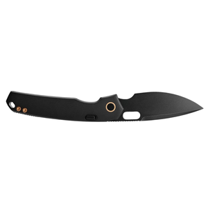 Folding <b>Pocket</b> Knives Black Coat Drop Point Blade Black Metal Handle Oval Thumb Hole <b>Pocket</b> Clip Gold Tone <b>Screws</b> for Daily Use - Product Image 2