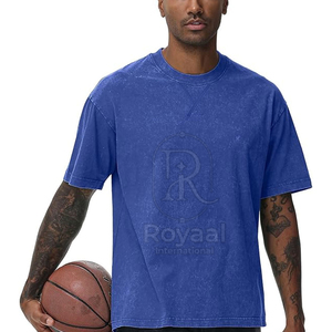 T-shirt pour homme imprimé sur mesure, fabriqué en usine, tendance, effet délavé, 100 % coton, léger, coupe ample - Product Image 3