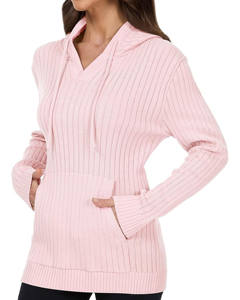 Chemises d'hiver à capuche pour femmes, manches longues, col rond, tunique à capuche, sweat-shirt léger non tissé avec poche kangourou sur le devant - Product Image 2