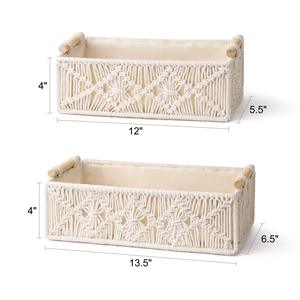 Panier de rangement en macramé fait main sur mesure, vente en gros, décoration bohème, corde de coton, panier creux tissé à la main avec poignée - Product Image 1