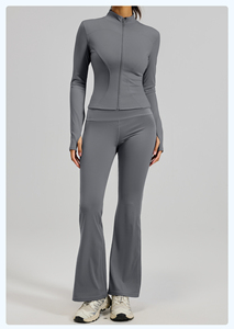 Leggings de yoga blancs taille haute sans coutures, longueur intégrale, taille élastique, couleur unie, extensibles dans les quatre sens, en Spandex/Nylon, séchage rapide - Product Image 3