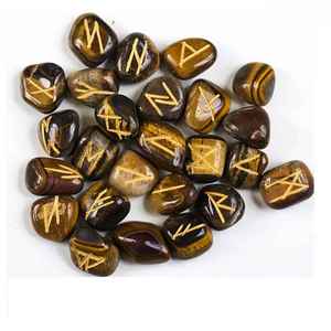 Juego de Piedras Rúnicas de Ojo de Tigre Natural al por Mayor, Cristales de Adivinación Hechos a Mano para Reiki, Sanación y Meditación - Product Image 1