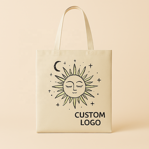 Venta al por mayor de alta calidad 100% algodón bolsa de lona con cremallera de color natural ecológico bolsas de compras bolsas de algodón - Product Image 1